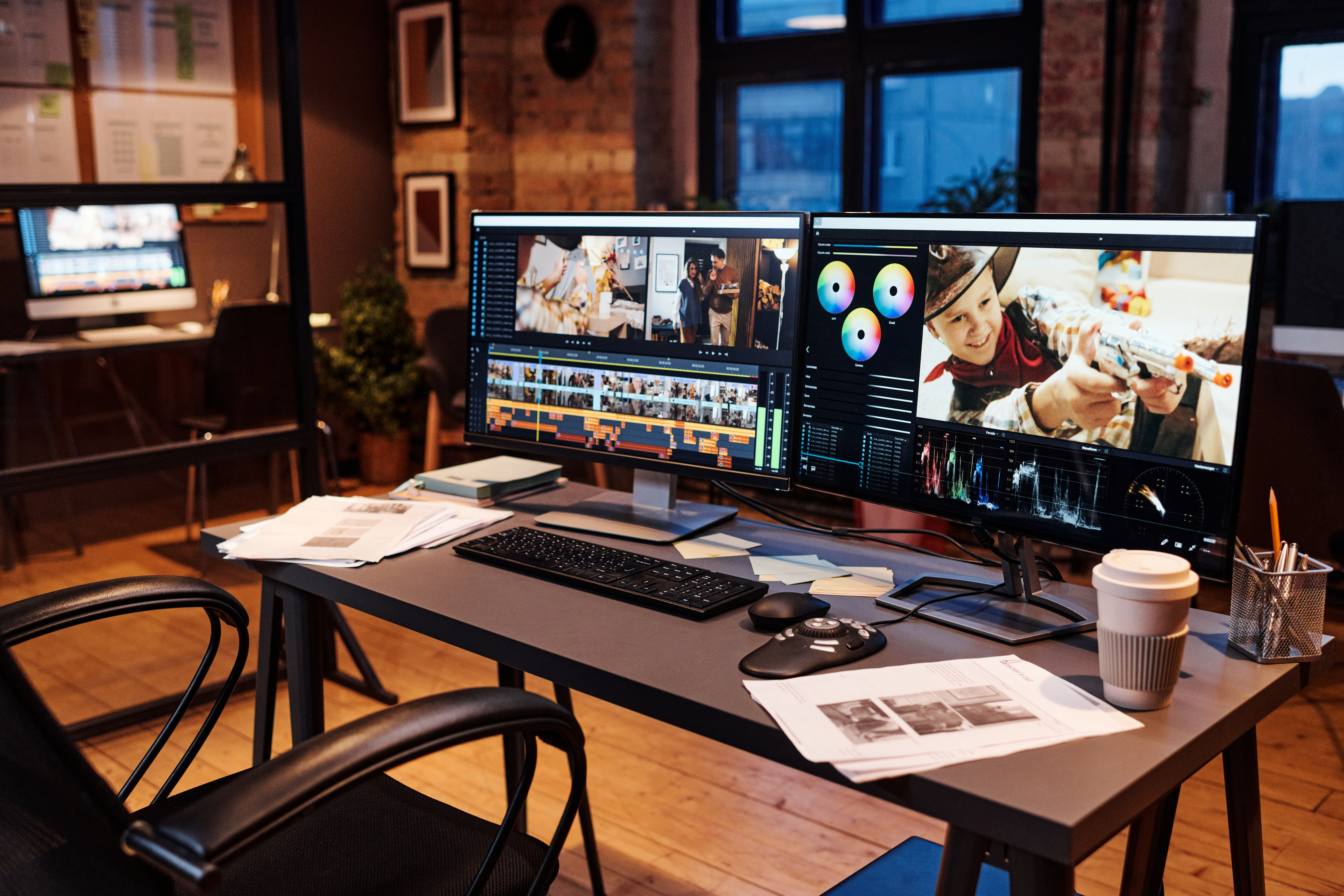 Designer Arbeitsplatz Videobearbeitung Content Creation